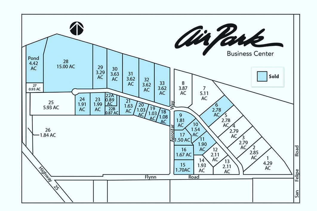 Master plan map for Airpark Business Center in Hollister, CA